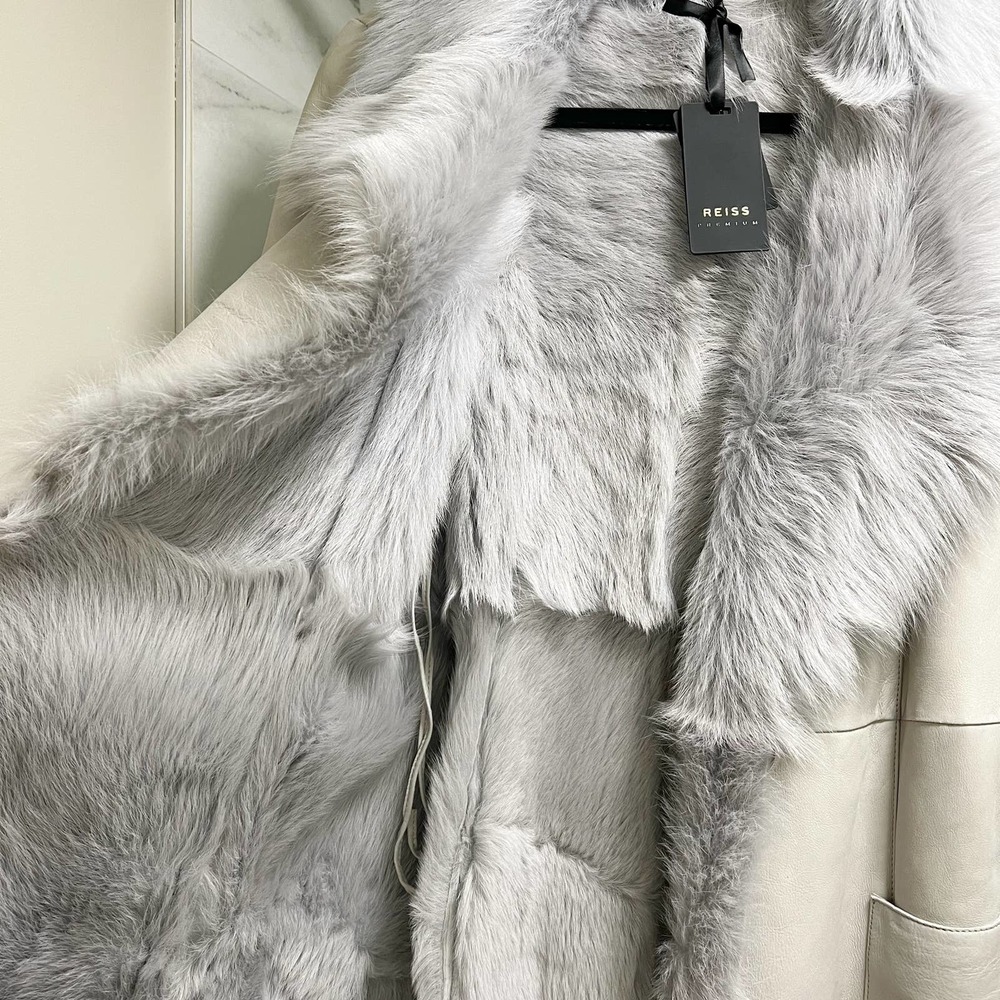 REISS Lonine Shearling Coat in Grey - Picture 10 of 14